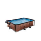 Piscine EXIT Wood 220x150x65cm avec pompe filtrante et d&ocirc;me - marron