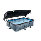 Piscine EXIT Stone 220x150x65cm avec pompe filtrante et voile d'ombrage - grise