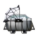 Piscine EXIT Black Leather 540x250x100cm avec pompe filtrante &agrave; sable et d&ocirc;me - noir