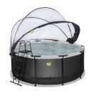Piscine EXIT Black Leather ø360x122cm avec pompe filtrante à sable et dôme et kit d'accessoires - noir