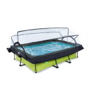 Piscine EXIT Lime 220x150x65cm avec pompe filtrante et dôme et voile d'ombrage - vert