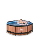 Piscine EXIT Wood &oslash;244x76cm avec pompe filtrante - marron