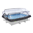 Piscine EXIT Soft Grey 300x200x65cm avec pompe filtrante et d&ocirc;me - gris