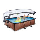 Piscine EXIT Wood 300x200x65cm avec pompe filtrante et d&ocirc;me - marron