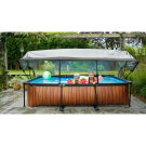 Piscine EXIT Stone 300x200x65cm avec pompe filtrante et d&ocirc;me - grise