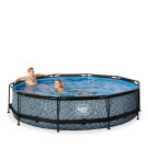 Piscine EXIT Stone ø360x76cm avec pompe filtrante - grise