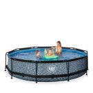 Piscine EXIT Stone ø360x76cm avec pompe filtrante - grise