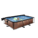 Piscine EXIT Wood 300x200x65cm avec pompe filtrante et voile d'ombrage - marron