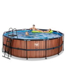 Piscine EXIT Wood &oslash;450x122cm avec pompe filtrante &agrave; sable - marron