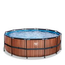 Piscine EXIT Wood ø427x122cm avec pompe filtrante à sable - marron