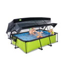 Piscine EXIT Lime 220x150x65cm avec pompe filtrante et d&ocirc;me et voile d'ombrage - vert