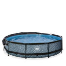 Piscine EXIT Stone &oslash;360x76cm avec pompe filtrante et voile d'ombrage - grise