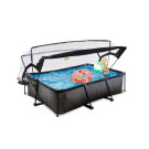 Piscine EXIT Black Wood 220x150x65cm avec pompe filtrante et dôme - noir