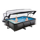 Piscine EXIT Black Wood 300x200x65cm avec pompe filtrante et dôme - noir