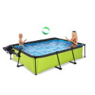 Piscine EXIT Lime 300x200x65cm avec pompe filtrante et d&ocirc;me et voile d'ombrage - vert