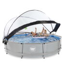 Piscine EXIT Soft Grey ø360x76cm avec pompe filtrante et dôme - gris
