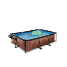 Piscine EXIT Wood 220x150x65cm avec pompe filtrante et d&ocirc;me - marron