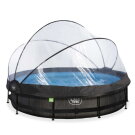 Piscine EXIT Black Wood &oslash;360x76cm avec pompe filtrante et d&ocirc;me - noir