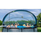 Piscine EXIT Stone ø450x122cm avec pompe filtrante à sable et dôme et pompe à chaleur - grise
