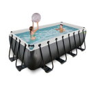 Piscine EXIT Black Leather 400x200x122cm avec pompe filtrante à sable - noir