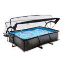 Piscine EXIT Black Wood 300x200x65cm avec pompe filtrante et d&ocirc;me - noir