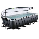 Piscine EXIT Black Leather 540x250x122cm avec pompe filtrante &agrave; sable et d&ocirc;me et kit d'accessoires - noir