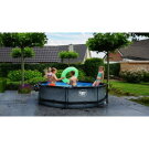 Piscine EXIT Stone ø300x76cm avec pompe filtrante et dôme - grise