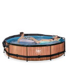 Piscine EXIT Wood &oslash;360x76cm avec pompe filtrante et voile d'ombrage - marron