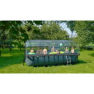 Piscine EXIT Wood 540x250x122cm avec pompe filtrante &agrave; sable et d&ocirc;me - marron
