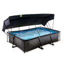 Piscine EXIT Black Wood 300x200x65cm avec pompe filtrante et voile d'ombrage - noir