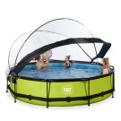Piscine EXIT Lime &oslash;360x76cm avec pompe filtrante et d&ocirc;me - vert