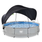 Piscine EXIT Soft Grey ø360x76cm avec pompe filtrante et voile d'ombrage - gris