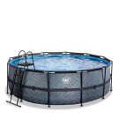 Piscine EXIT Stone ø427x122cm avec pompe filtrante - grise