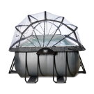 Piscine EXIT Black Leather 400x200x100cm avec pompe filtrante à sable et dôme et pompe à chaleur - noir