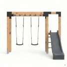 EXIT Linea Robust 110 Barre de singe en bois avec balan&ccedil;oire double et toboggan