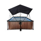 Piscine EXIT Wood 300x200x65cm avec pompe filtrante et voile d'ombrage - marron