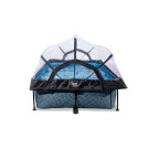 Piscine EXIT Stone 220x150x65cm avec pompe filtrante et d&ocirc;me - grise