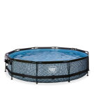 Piscine EXIT Stone ø360x76cm avec pompe filtrante et dôme - grise