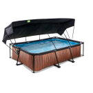 Piscine EXIT Wood 300x200x65cm avec pompe filtrante et voile d'ombrage - marron