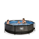 Piscine EXIT Black Wood ø300x76cm avec pompe filtrante - noir