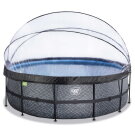 Piscine EXIT Stone ø450x122cm avec pompe filtrante à sable et dôme - grise