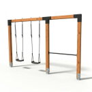 EXIT Linea Robust 110 Balançoire double en bois avec barre fixe