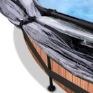 Piscine EXIT Wood ø300x76cm avec pompe filtrante et dôme et voile d'ombrage - marron