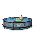 Piscine EXIT Stone ø360x76cm avec pompe filtrante - grise