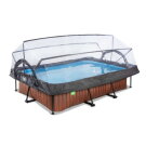 Piscine EXIT Wood 300x200x65cm avec pompe filtrante et d&ocirc;me - marron