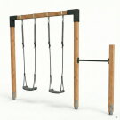 EXIT Linea 85 Balançoire double en bois avec barre fixe