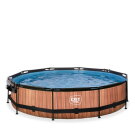Piscine EXIT Wood ø360x76cm avec pompe filtrante et dôme - marron