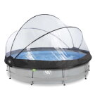 Piscine EXIT Soft Grey ø360x76cm avec pompe filtrante et dôme - gris