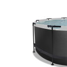 Piscine EXIT Black Leather ø360x122cm avec pompe filtrante à sable et dôme et pompe à chaleur - noir
