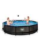 Piscine EXIT Black Wood ø360x76cm avec pompe filtrante - noir